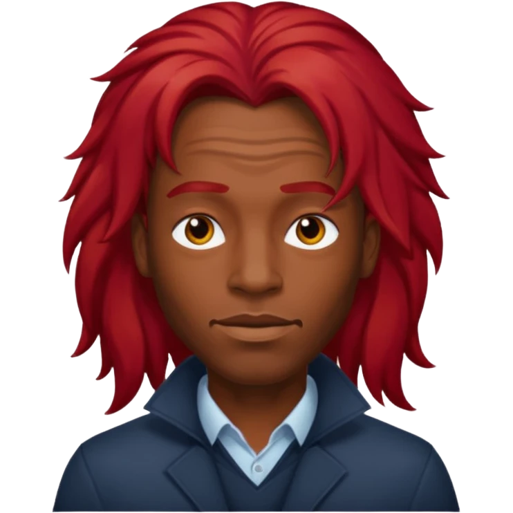 black man long red hair black emoji