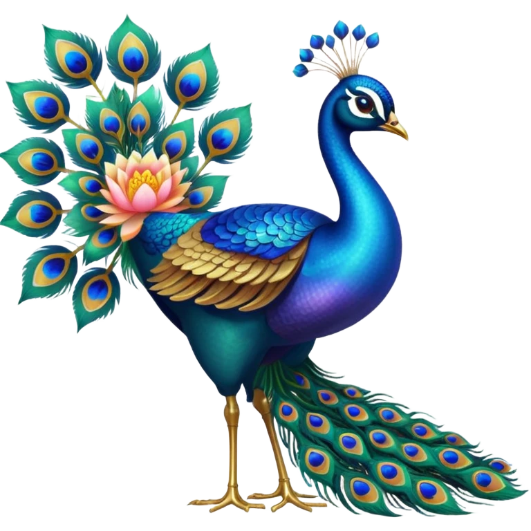 peacock with lotus blossom tail feathers emoji