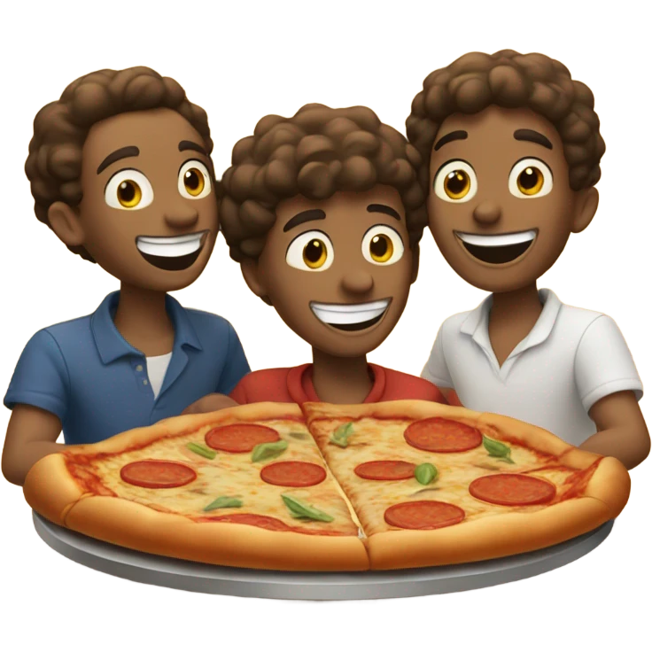 Three lads eating pizza downtown Manhattan. Before hitting the outdoor bar and dance.  emoji