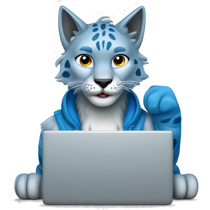A blue lynx with a laptop emoji