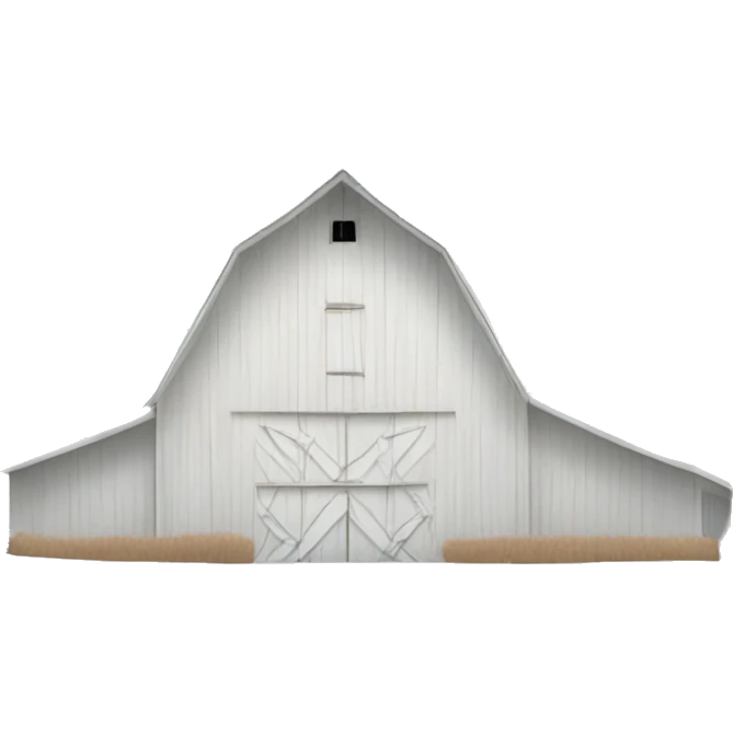 White barn and snow on bare trees emoji