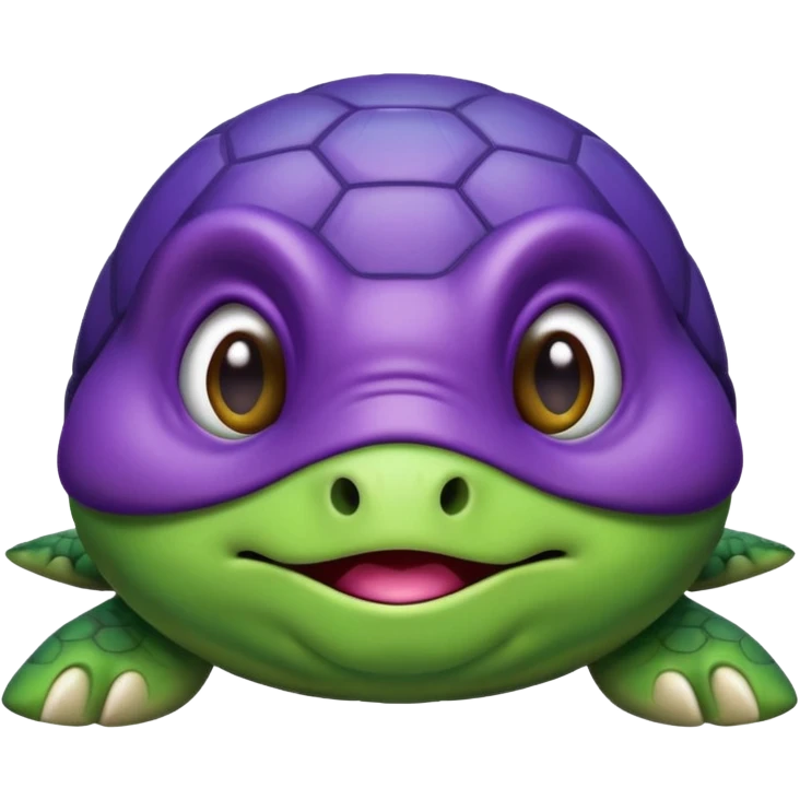 Crying almost sobbing turtle wearing purple emoji