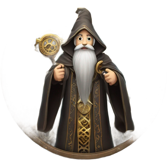 wizard holding a big clock emoji