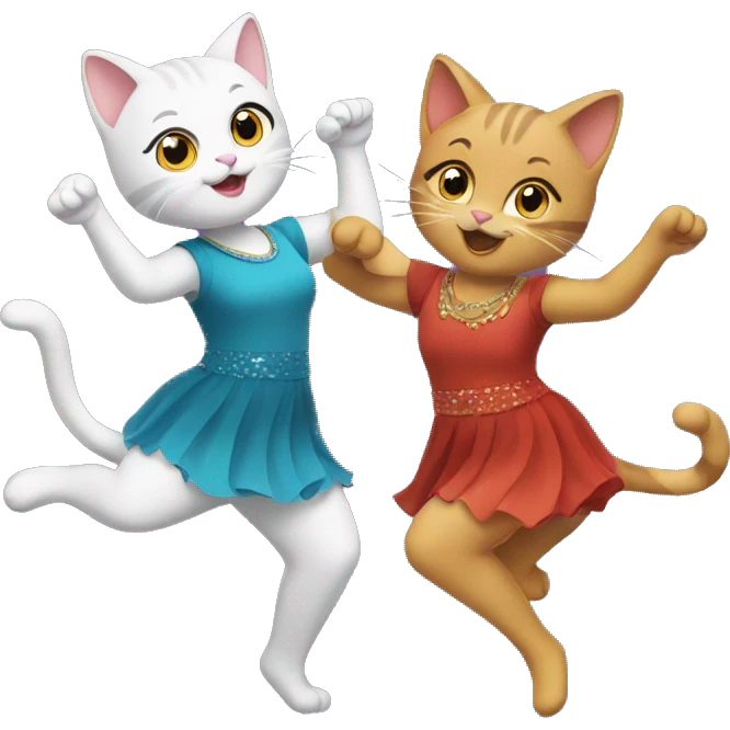 two girl cats dancing emoji