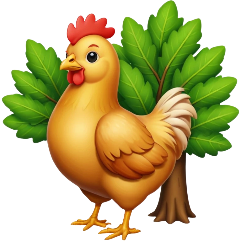 make the chicken bigger and remove the leaves from the tree emoji