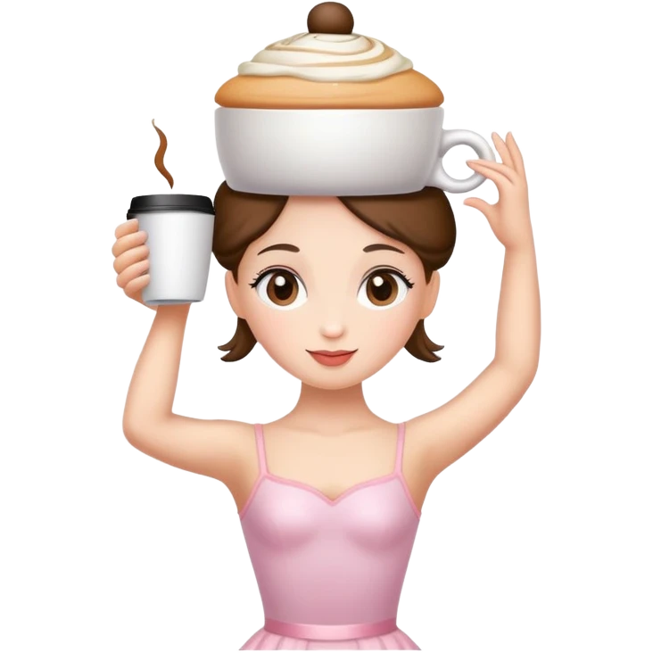 full size ballerina girl whose head is coffee cup emoji