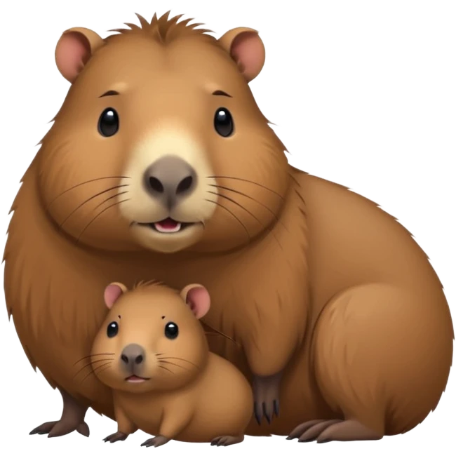Capybara cute with it mom also don't let it look like a rat emoji