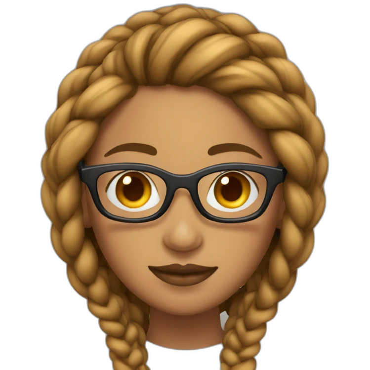 Mujer con braids box  castaño con gafas emoji
