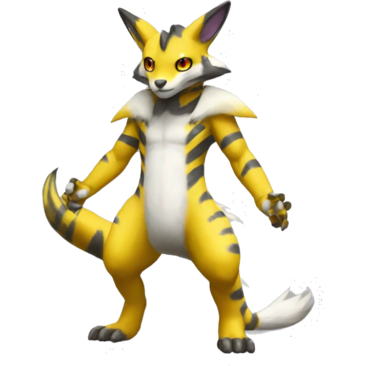 Lombax-Renamon full body with stripes and spots emoji