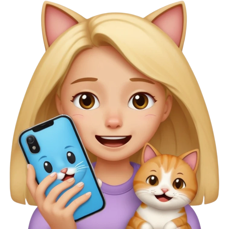 Girl crying laughing at a funny cat video on her phone emoji