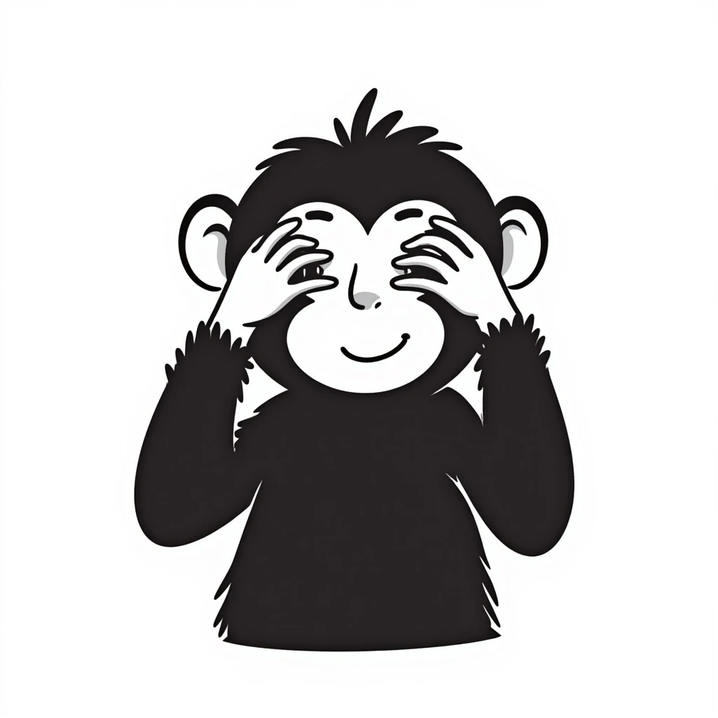 hear no evil monkey hand drawn doodle style emoji