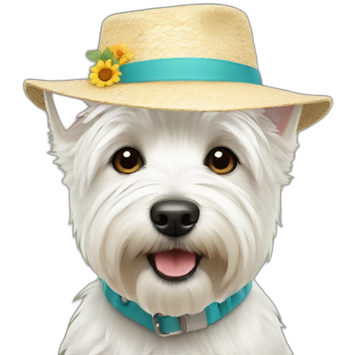 Westie with summer hat emoji
