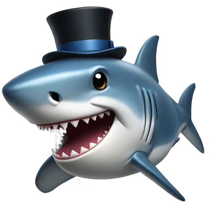 Shark with a top hat emoji