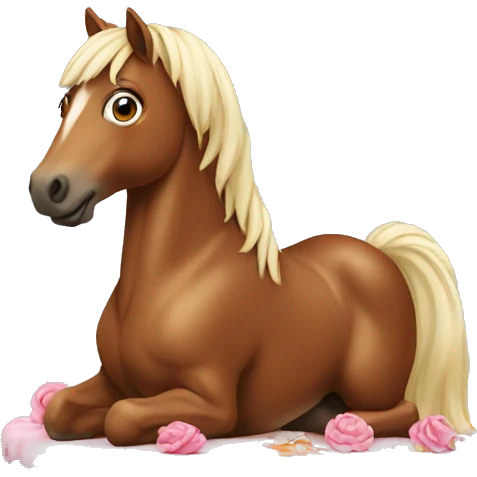 Horse sitting on cake emoji