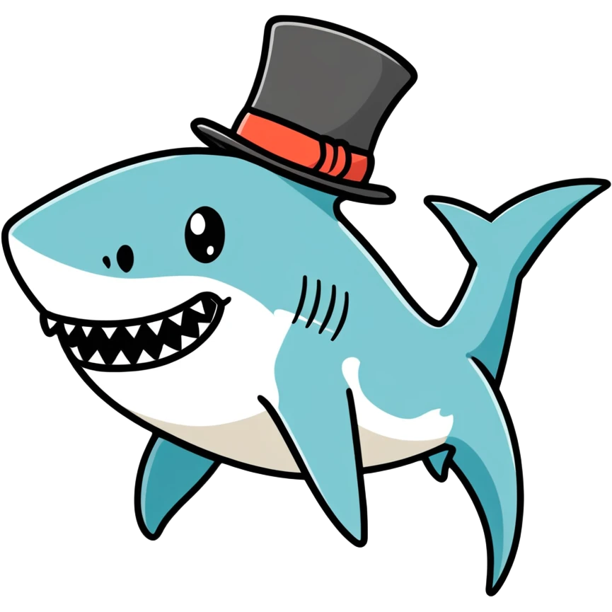 Shark with a top hat emoji