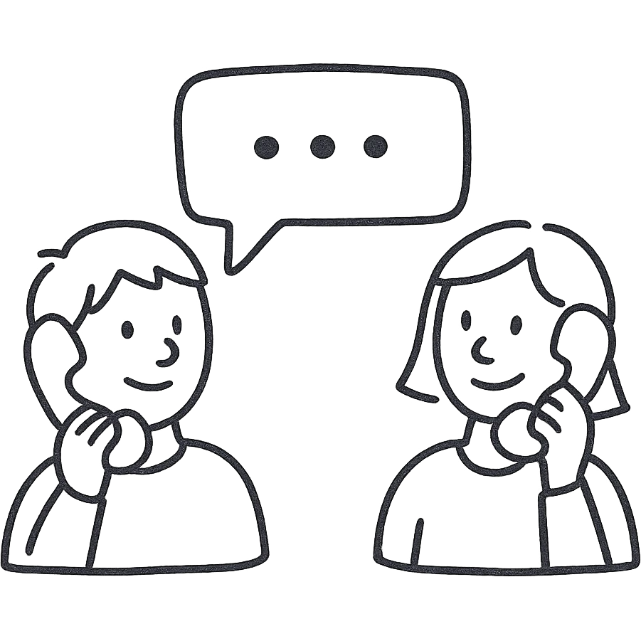 Two people communicating by phone as message not as phone call emoji