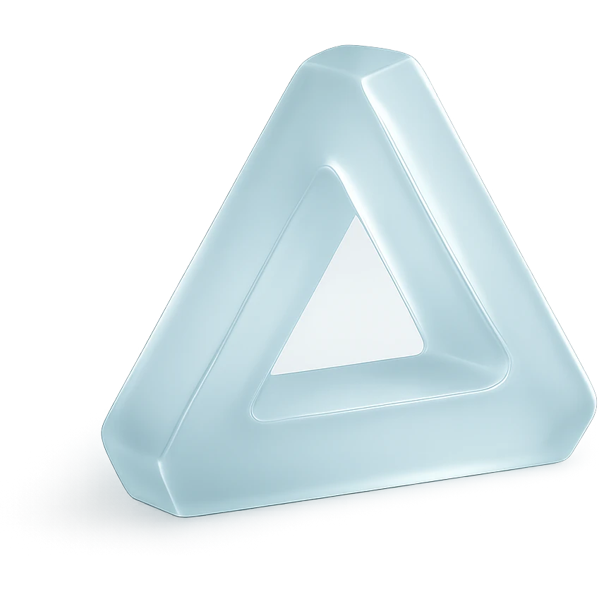 glass Penrose triangle, minimal, clean, with subtle reflections emoji