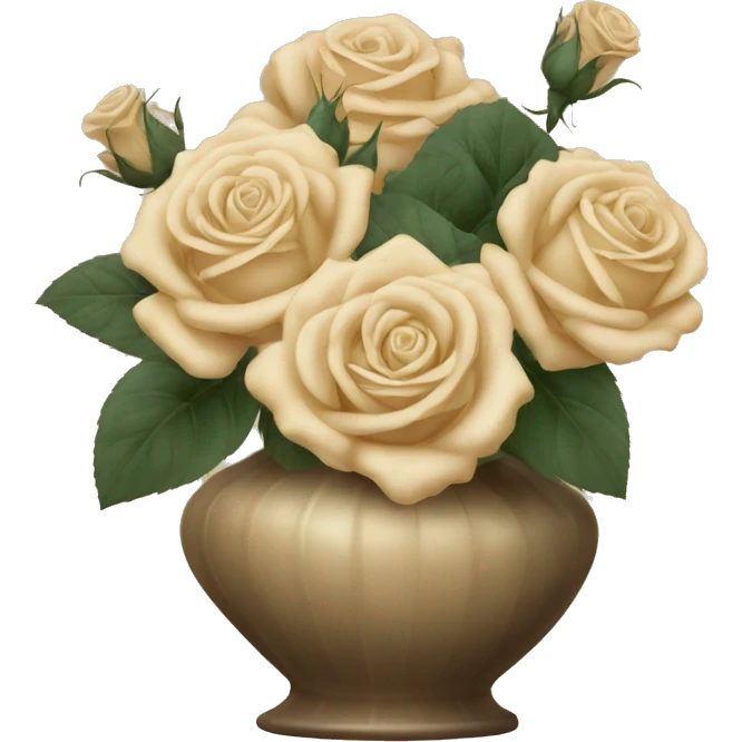 Beige roses in a vintage vase emoji