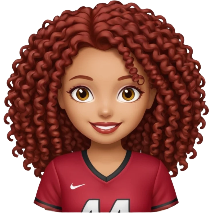a pretty bratz dusky girl with dark red curly hair and a jersey on emoji