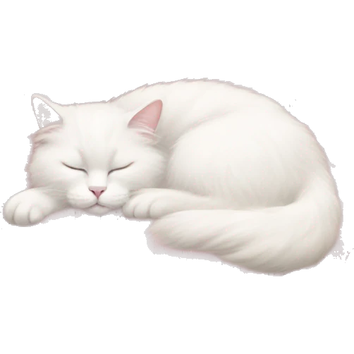 White cat angora sleeping in the soft pink circle pillow  emoji