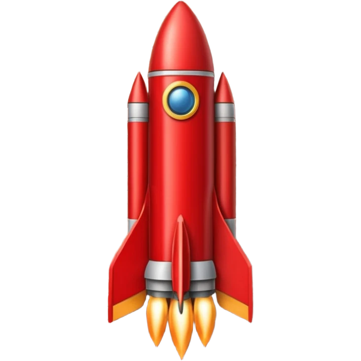 Vertical rocket ship, in layered red brick pattern/color emoji