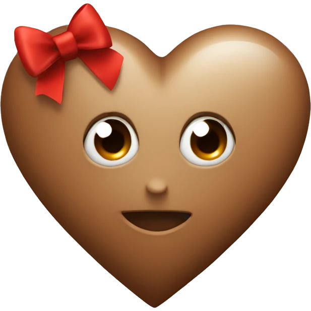 Brown heart with red bow  emoji