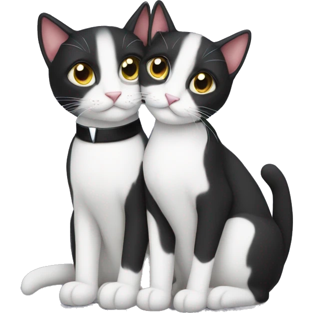Two tuxedo cats cuddling cute emoji