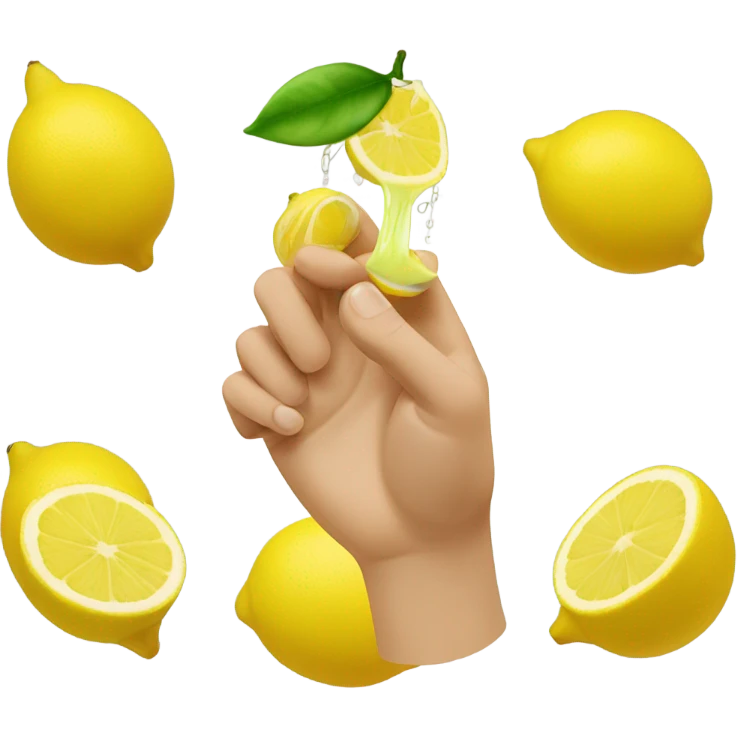 a hand squeezing a lemon emoji