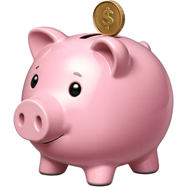 pink piggy bank with coin slot emoji