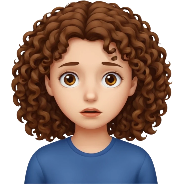 extreme worried face, curly hair girl,  emoji