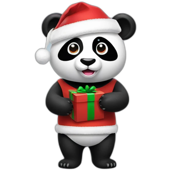 full body christmas panda in vr headset emoji