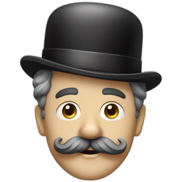 Charlie Chaplin sans chapeau avec une petite moustache carré emoji