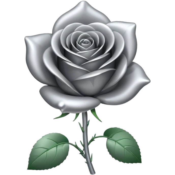 gray metal chrome rose, without green leaves, just flower emoji
