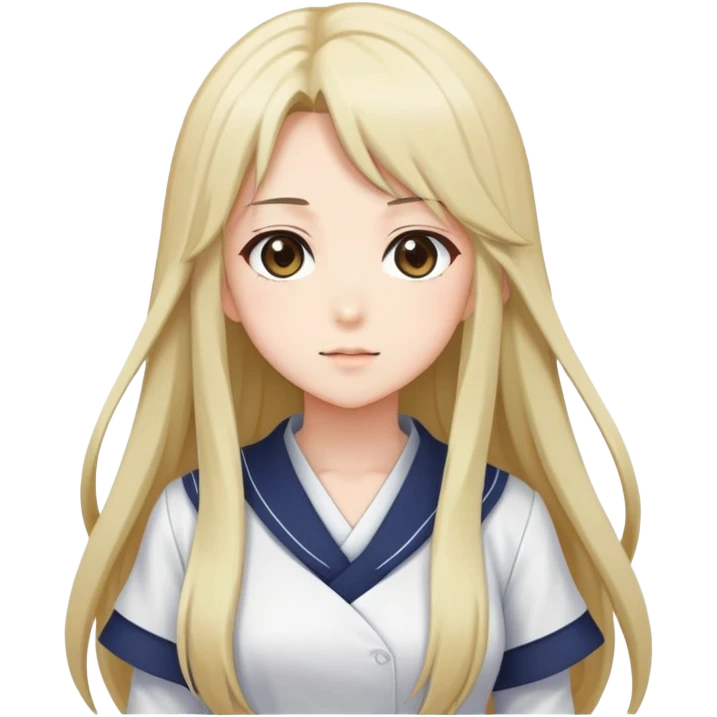 Anime girl with full figure, long hair, tasteful design emoji