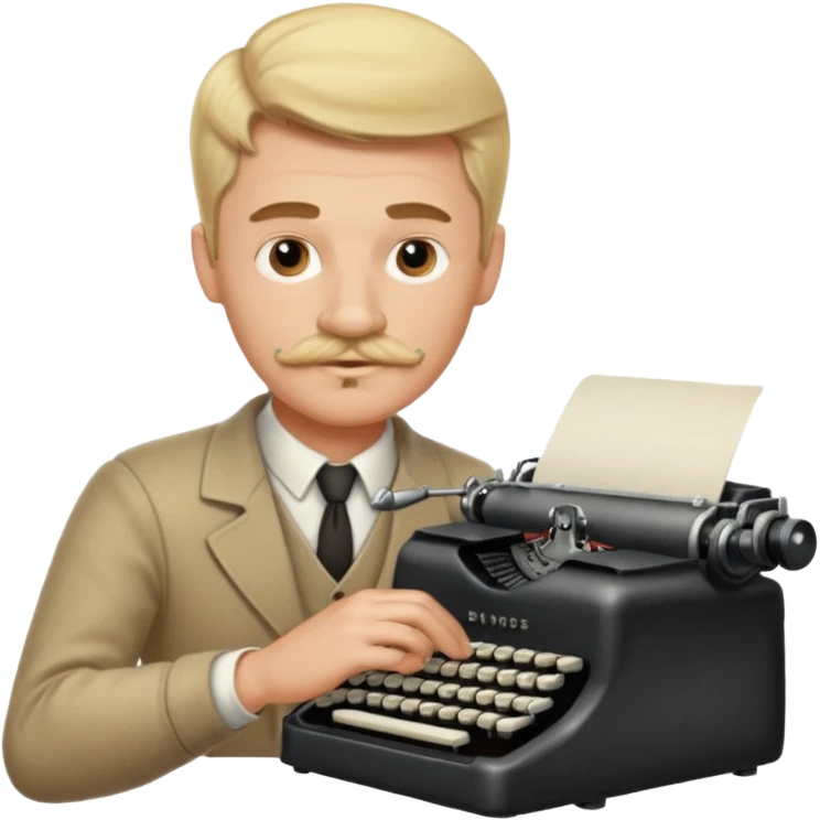 moustache blonde man with vintage typewriter emoji
