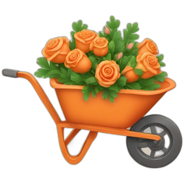 wheelbarrow with Carrots and roses emoji