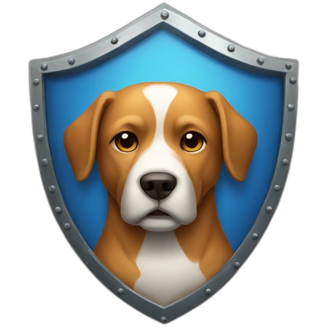 dog defend by big shield emoji