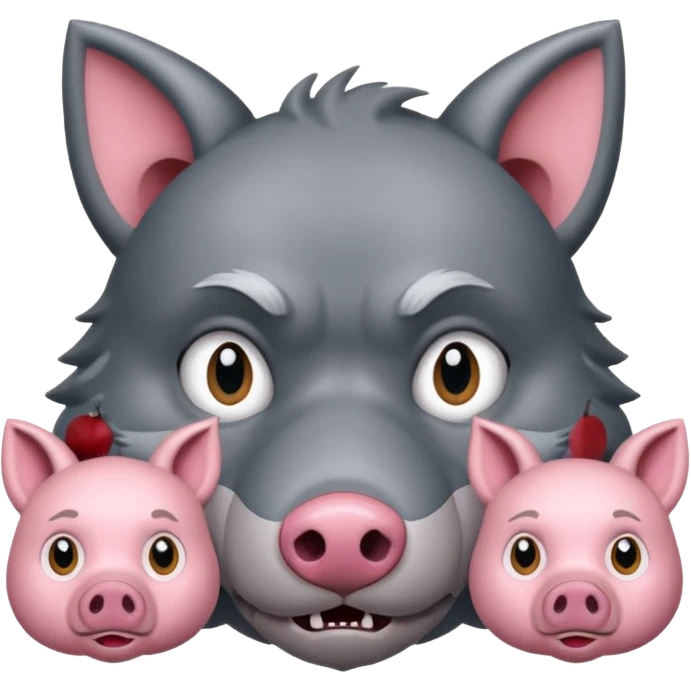 The three little pigs and the wolf emoji