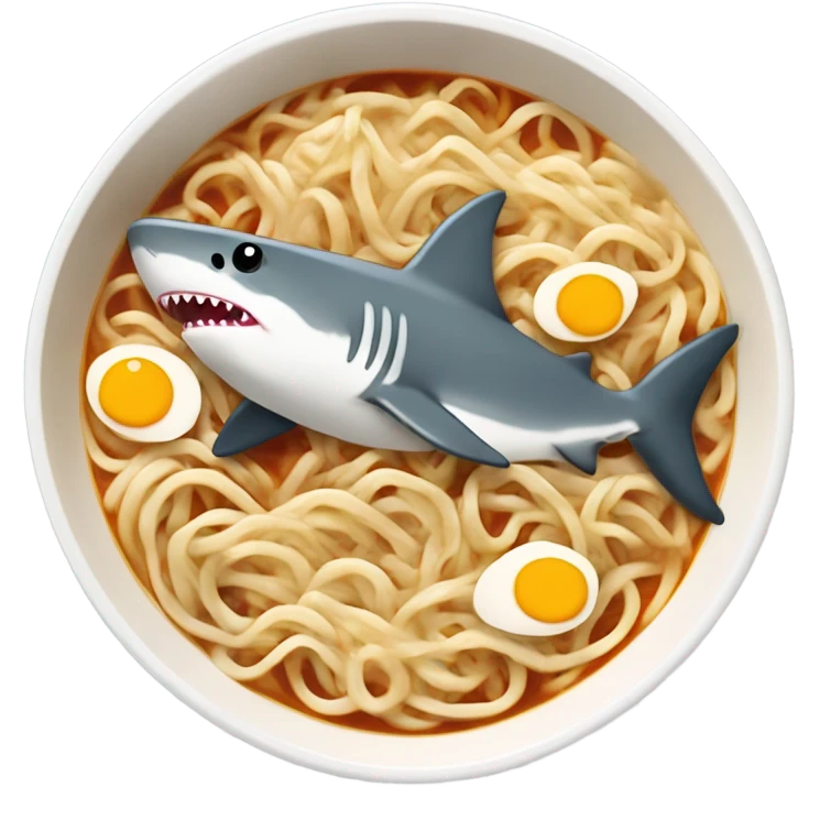 Ramen with a shark in it emoji