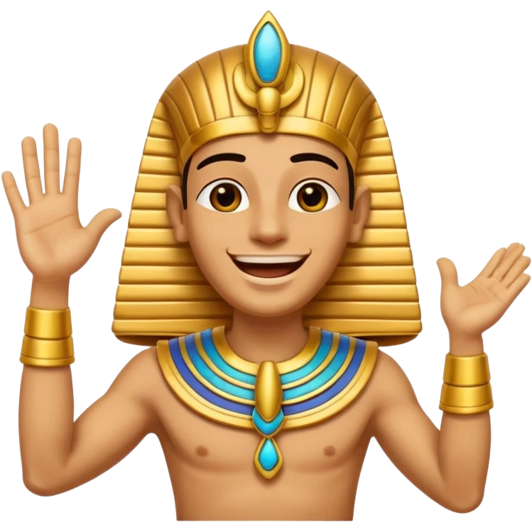 Discord emoji for "RA Silkroad", Ancient Egyptian theme, funny Pharaoh clapping hands laughing, cartoonish, colorful, shiny gold, small and clear.
 emoji