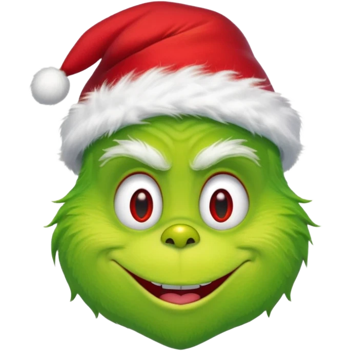 The Grinch, happy face, with christmas hat emoji