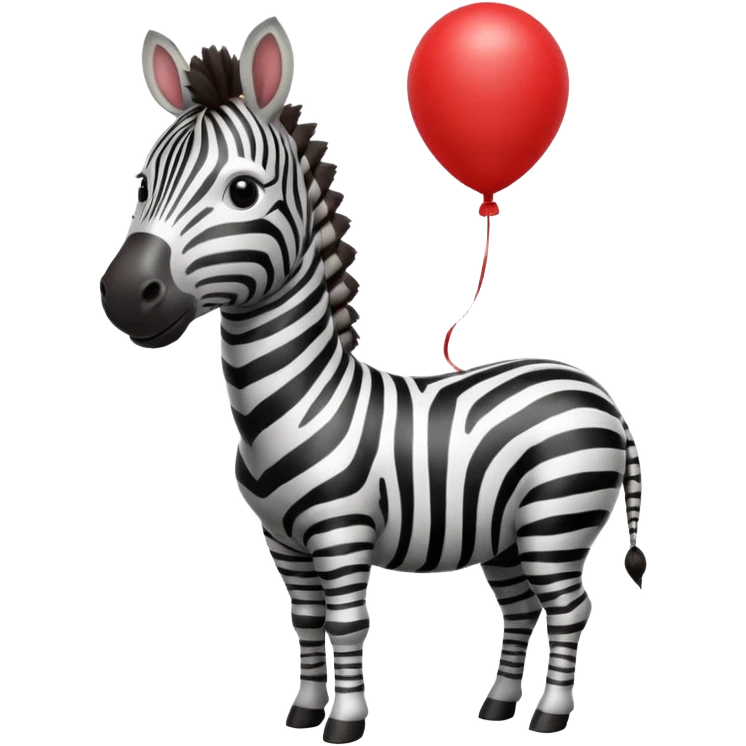 zebra holding red balloon in hand emoji
