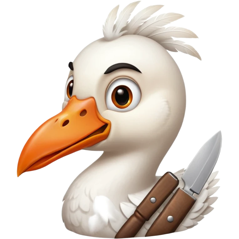 Silly Goose, holding knife in mouth emoji