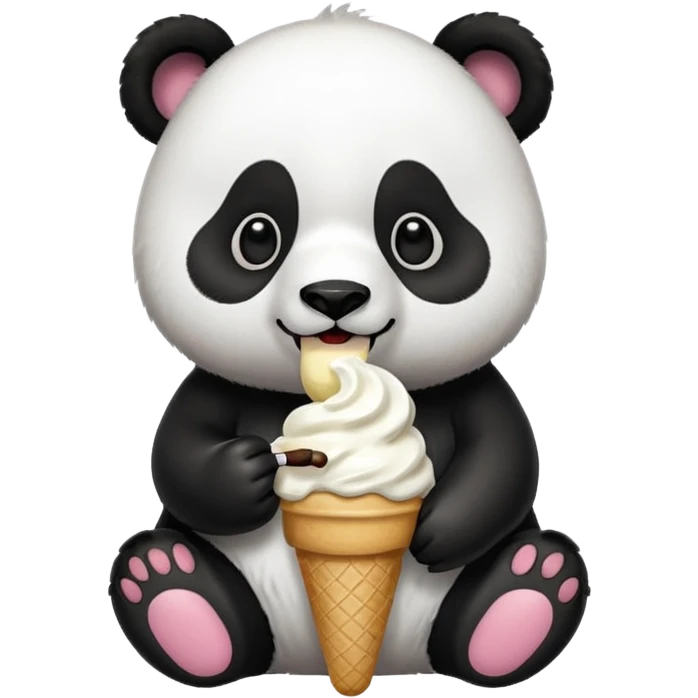 Panda eating ice cream emoji