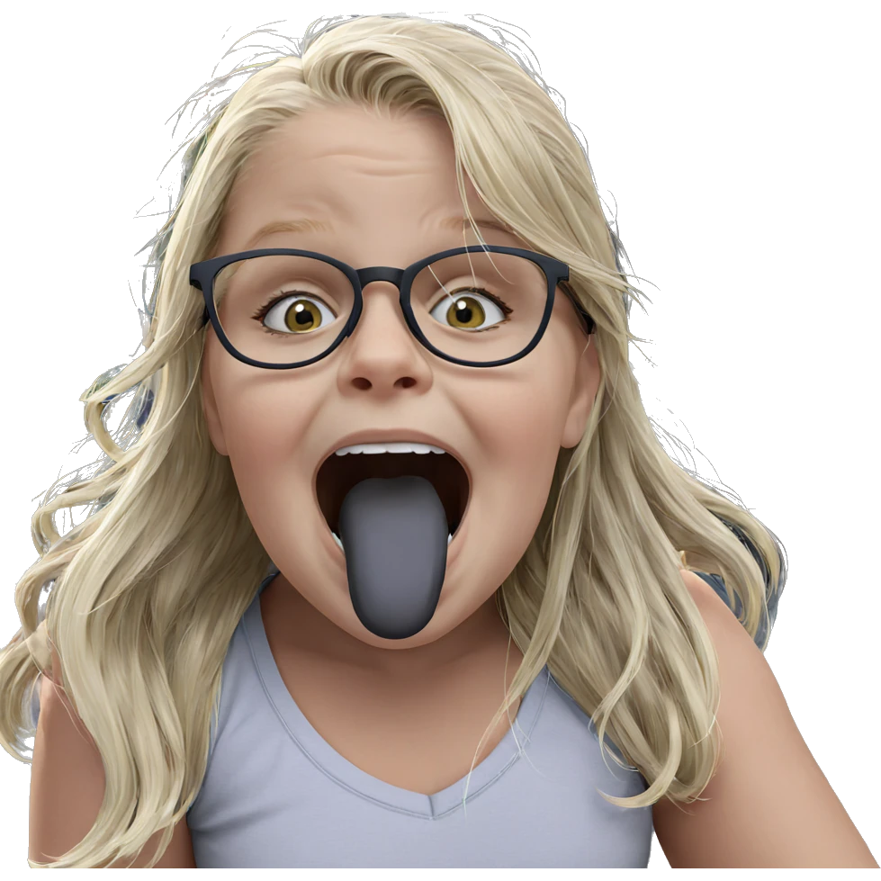 blonde girl with glasses outdoors emoji