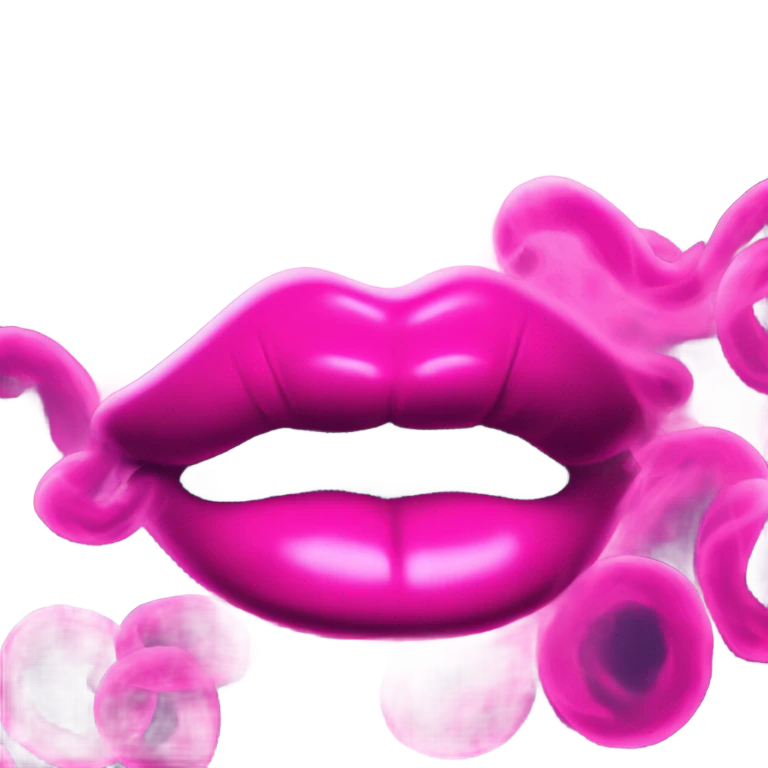 Neon pink lips are smoke emoji