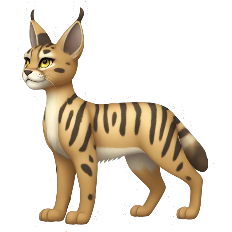 Striped and spotted Lynx-Caracal-Fakemon-hybrid full body emoji