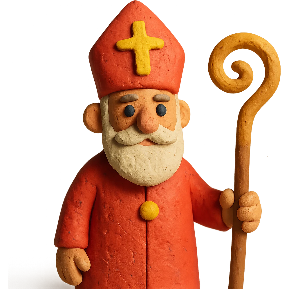 claymation style bishop dressed in red emoji