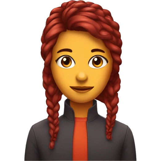 rapariga com cabelo vermelho, abraçada a gata laranja com um laço bordo  emoji