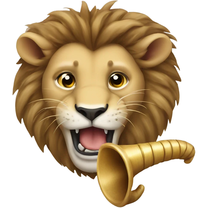 Lion chewing on a rams horn emoji